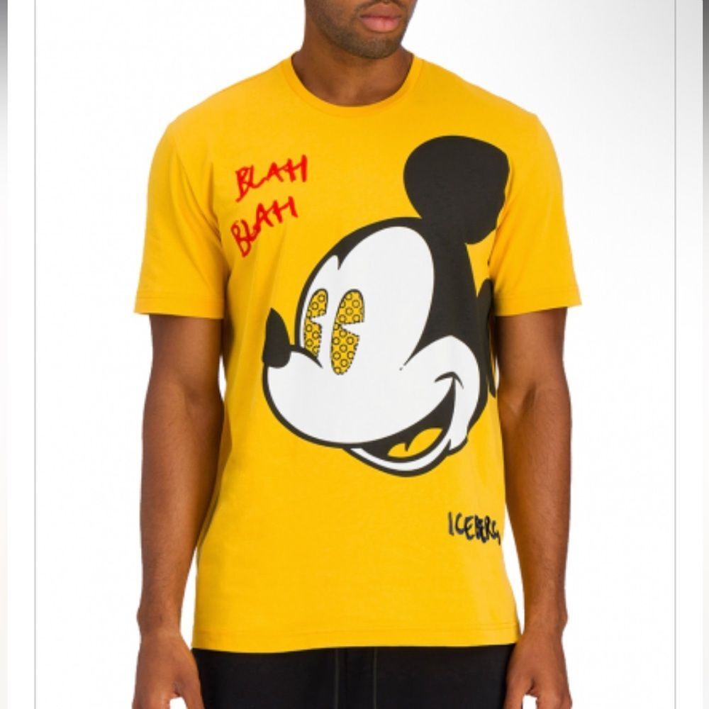 ICEBERG | Blah Blah Mickey Face Yellow Graphic T-Shirt Men’s Size Large